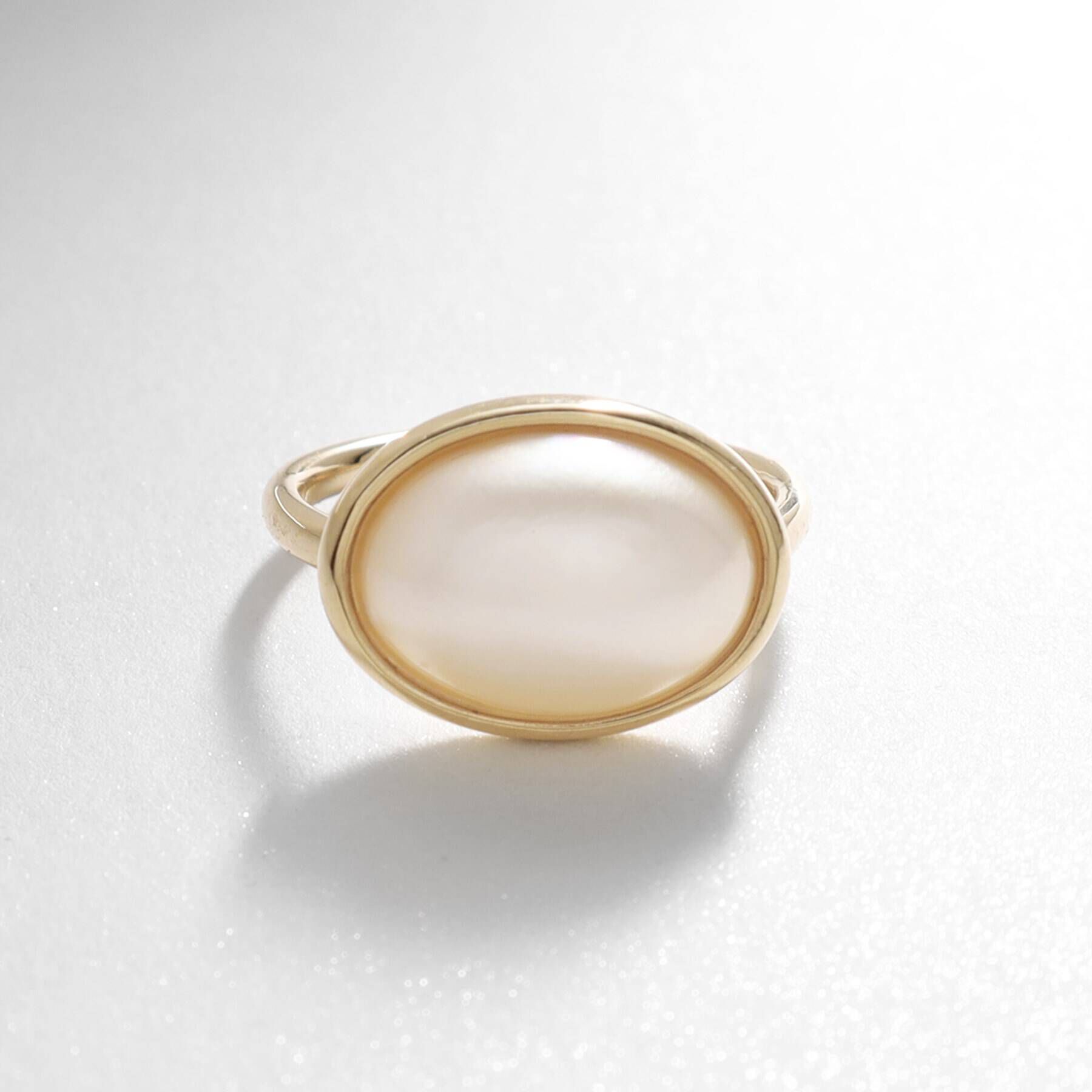 COCOSHNIK「K10マベパール横オーバル リング」|リング|