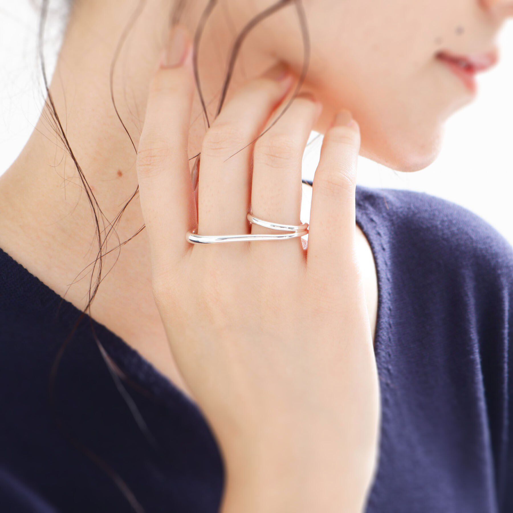 COCOSHNIK ONKITSCH「シルバー リングイヤーカフ ダブルフィンガー」|リング|