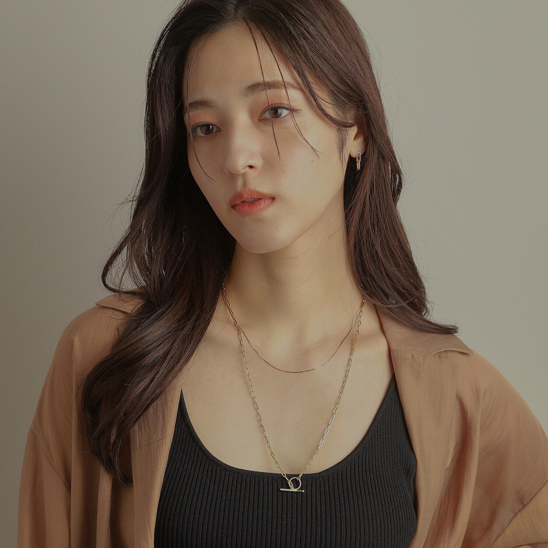 COCOSHNIK「K10ダイヤモンド 中空プリムチェーンマンテル ネックレス」|ネックレス|