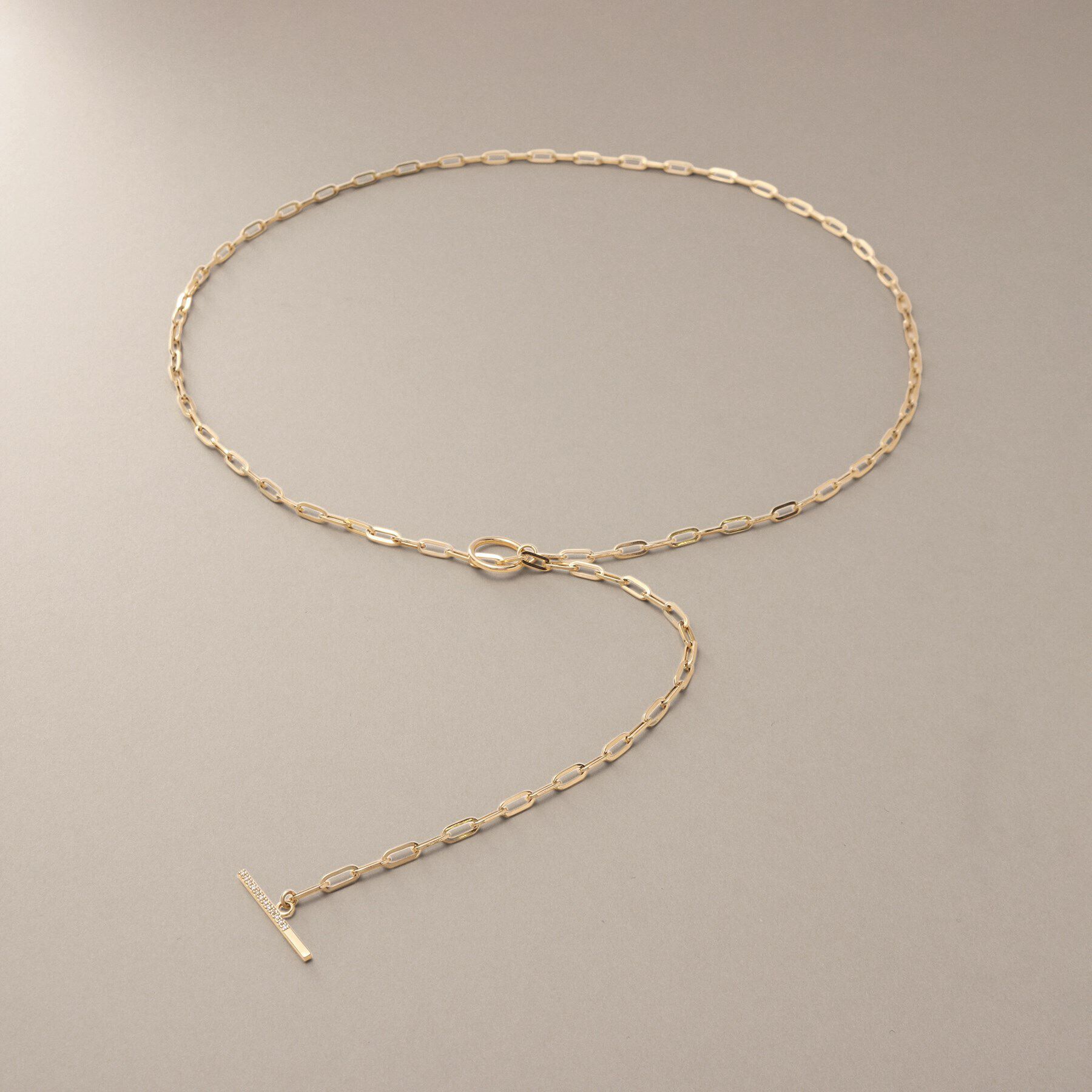 COCOSHNIK「K10ダイヤモンド 中空プリムチェーンマンテル ネックレス」|ネックレス|