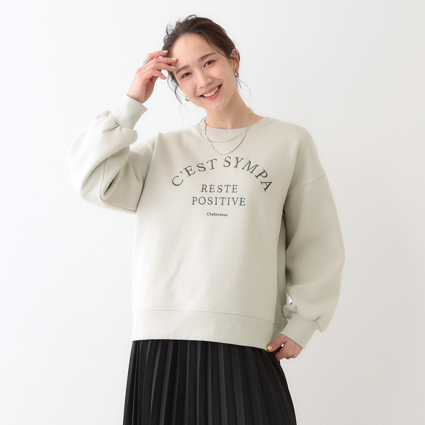 SHOO･LA･RUE「【S-LL】ロゴ刺繍で大人っぽく 裏起毛トップス」|Tシャツ・カットソー|