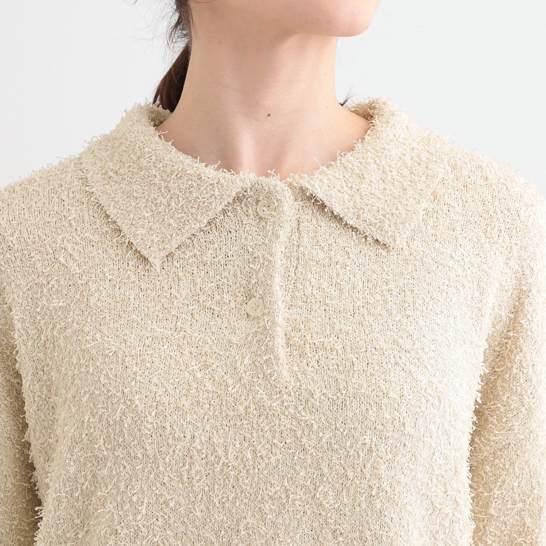 SHOO･LA･RUE「【S-LL】大人ヘルシー やわらかカールヤーン ポロニット」|ニット・セーター|