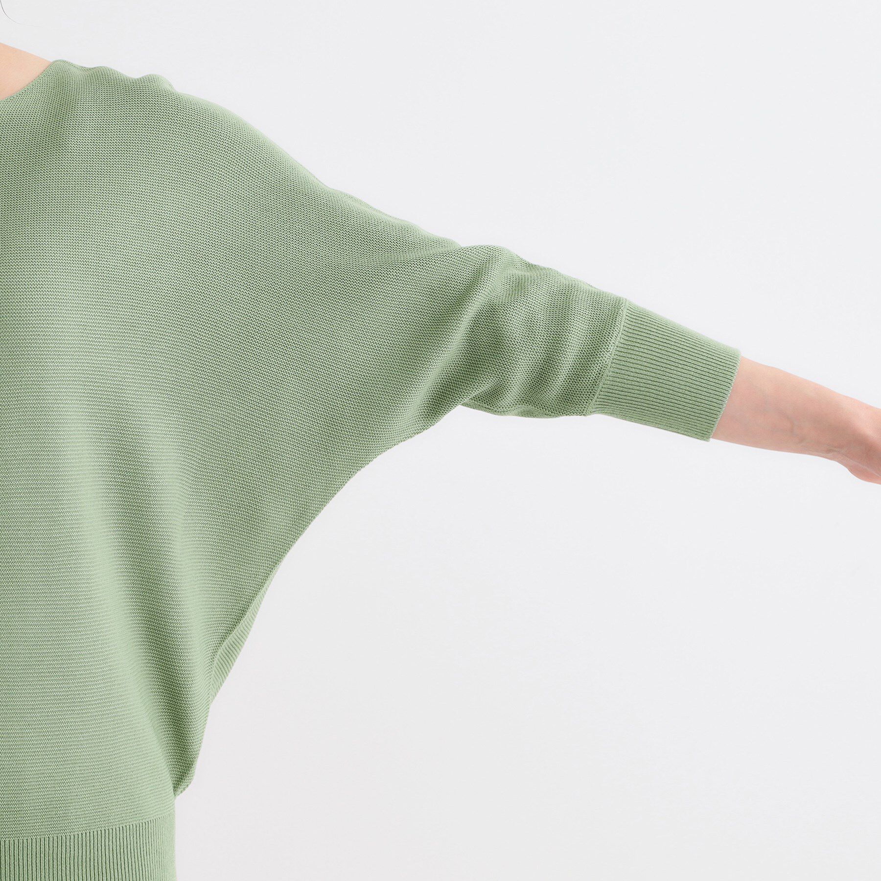 SHOO･LA･RUE「カジュアルにもきれいめにも ガーター編み 7分袖ドルマンニット」|ニット・セーター|