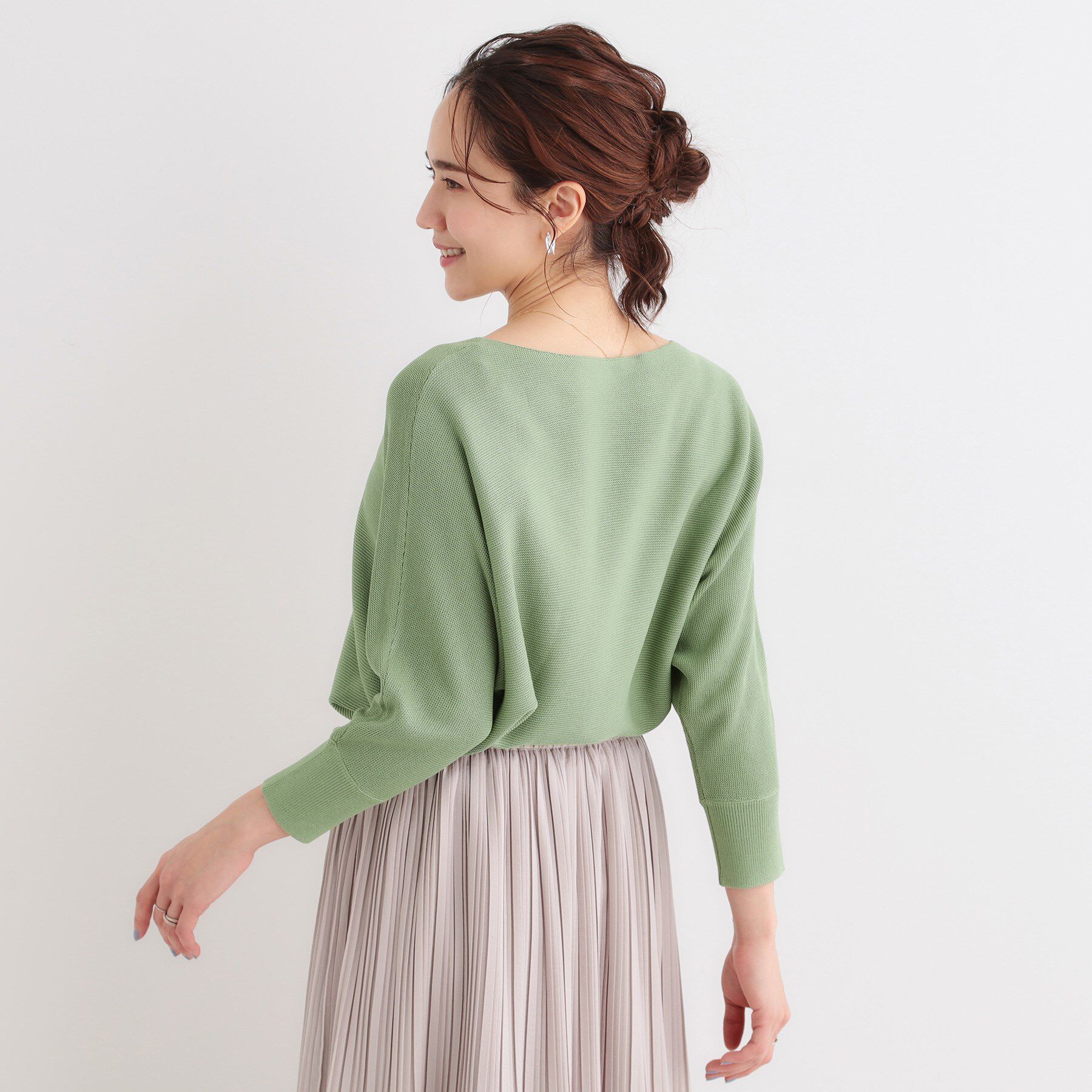 SHOO･LA･RUE「カジュアルにもきれいめにも ガーター編み 7分袖ドルマンニット」|ニット・セーター|