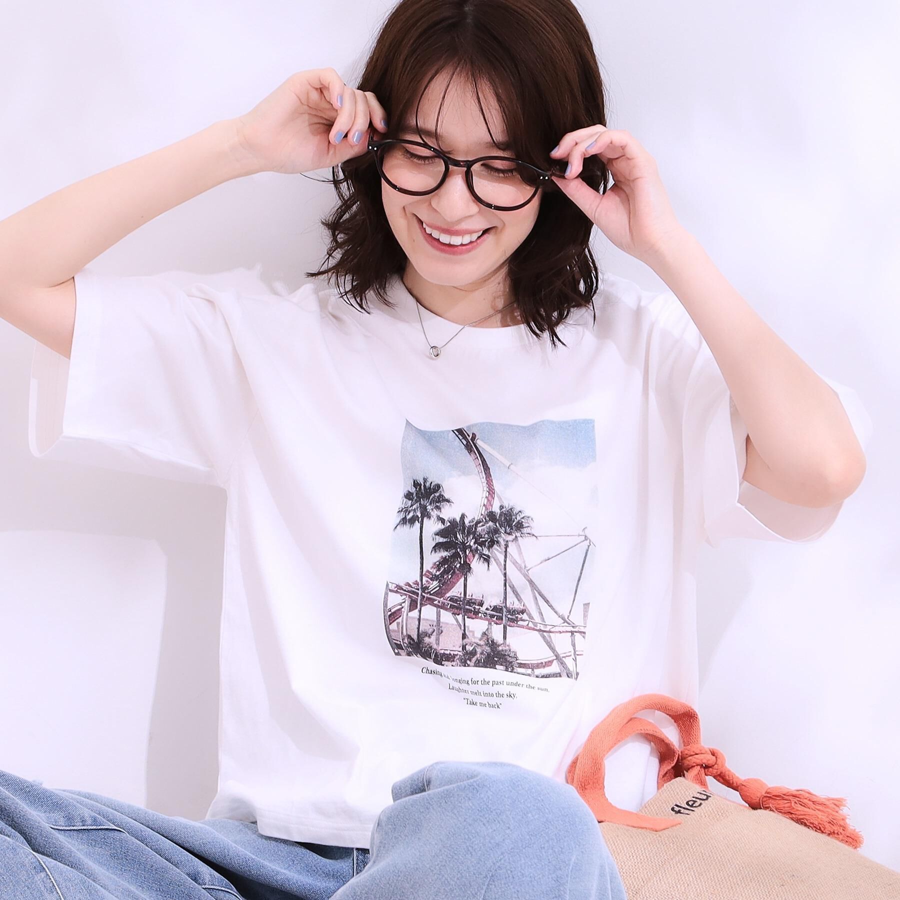 SHOO･LA･RUE「【選べる4柄】コットンプリントロゴTシャツ」|Tシャツ・カットソー|ホワイト(101)