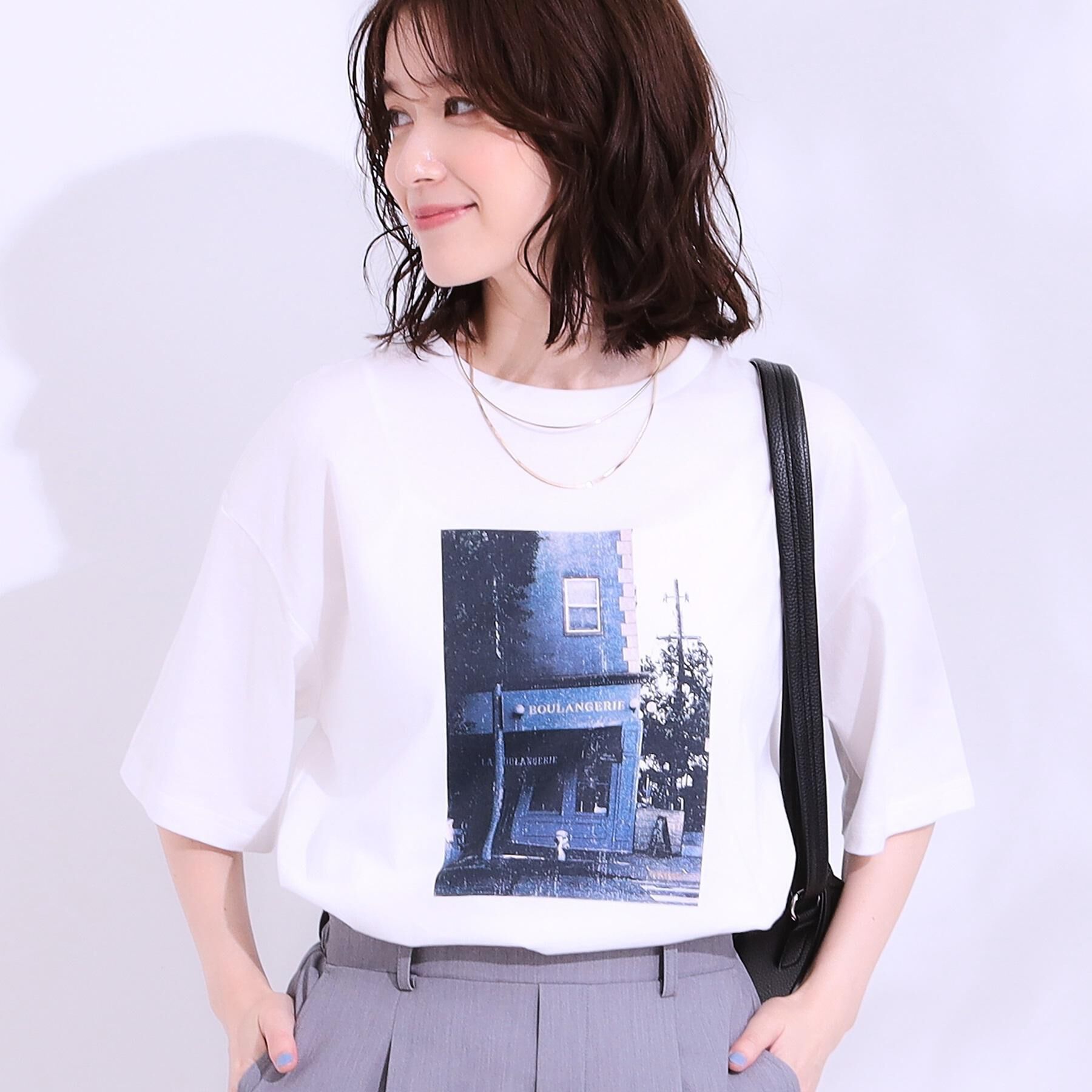 SHOO･LA･RUE「【選べる4柄】コットンプリントロゴTシャツ」|Tシャツ・カットソー|ホワイト(201)