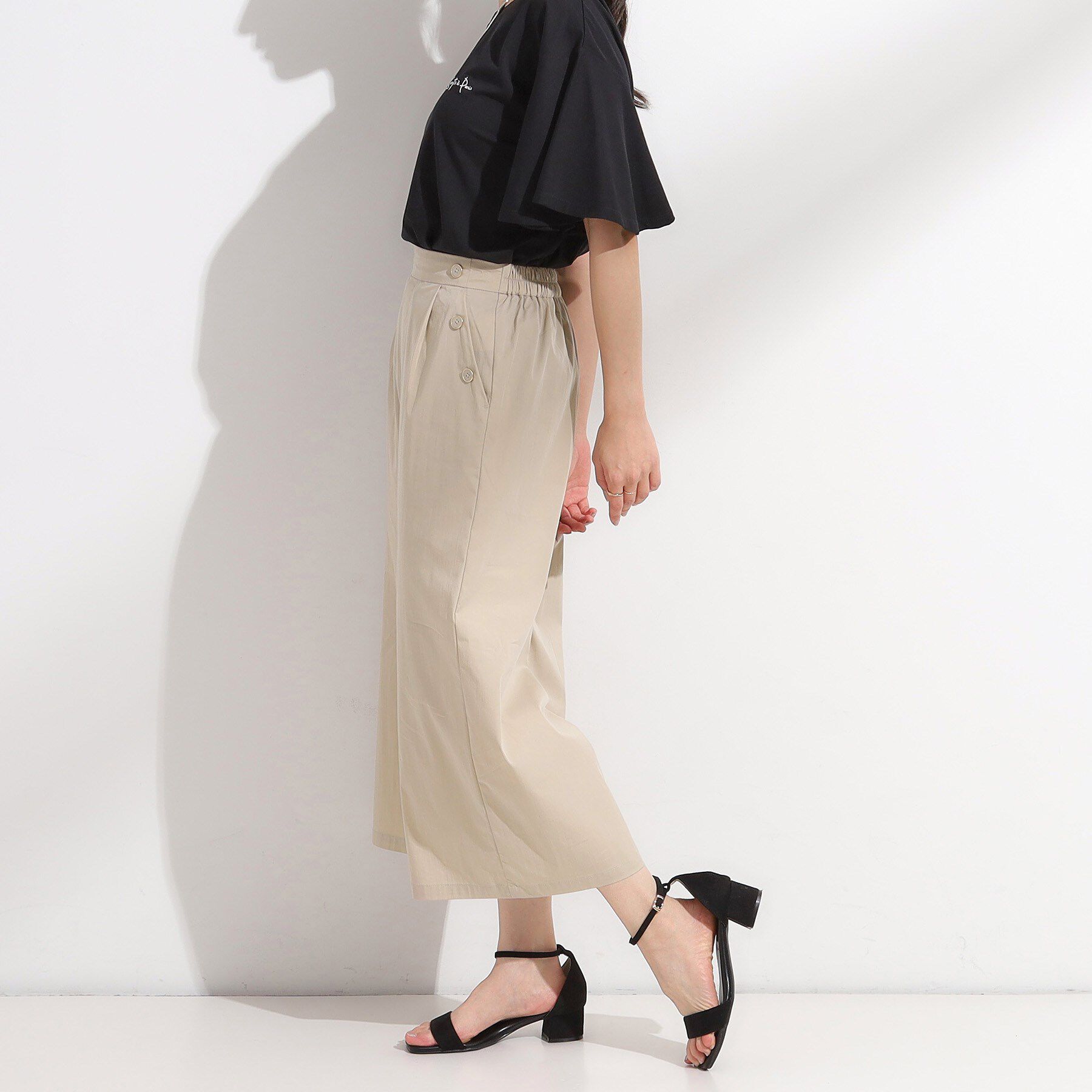 SHOO･LA･RUE「【S-LL/ひんやり/UV】すっきり見えマリン風 ガウチョパンツ」|その他|