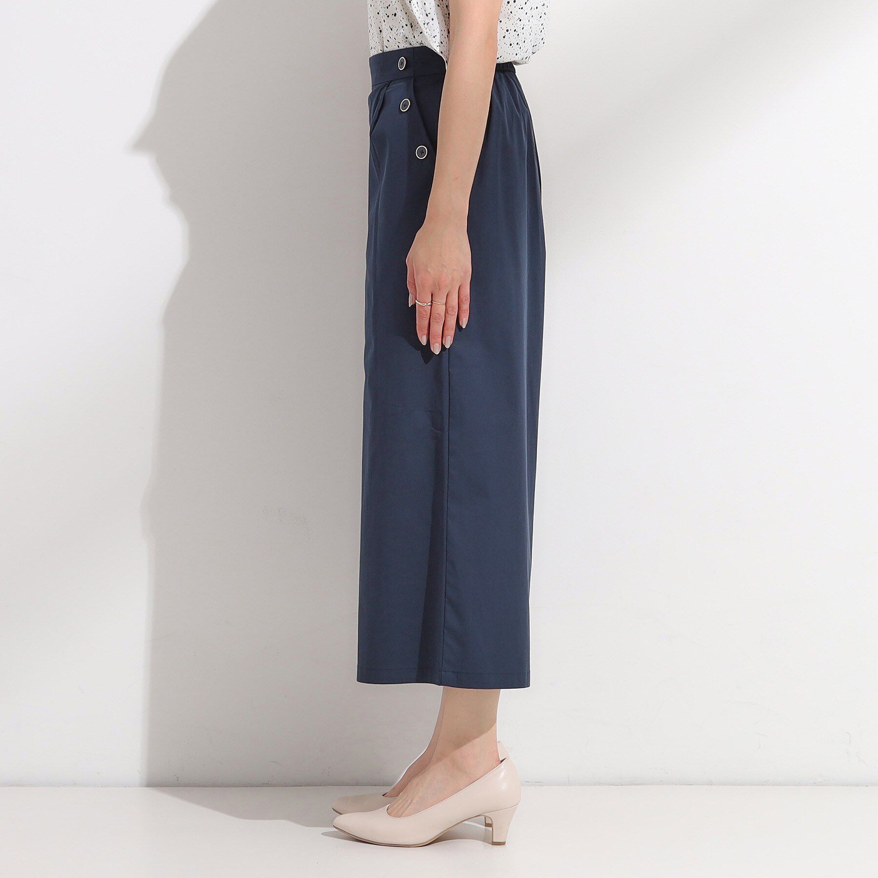 SHOO･LA･RUE「【S-LL/ひんやり/UV】すっきり見えマリン風 ガウチョパンツ」|その他|