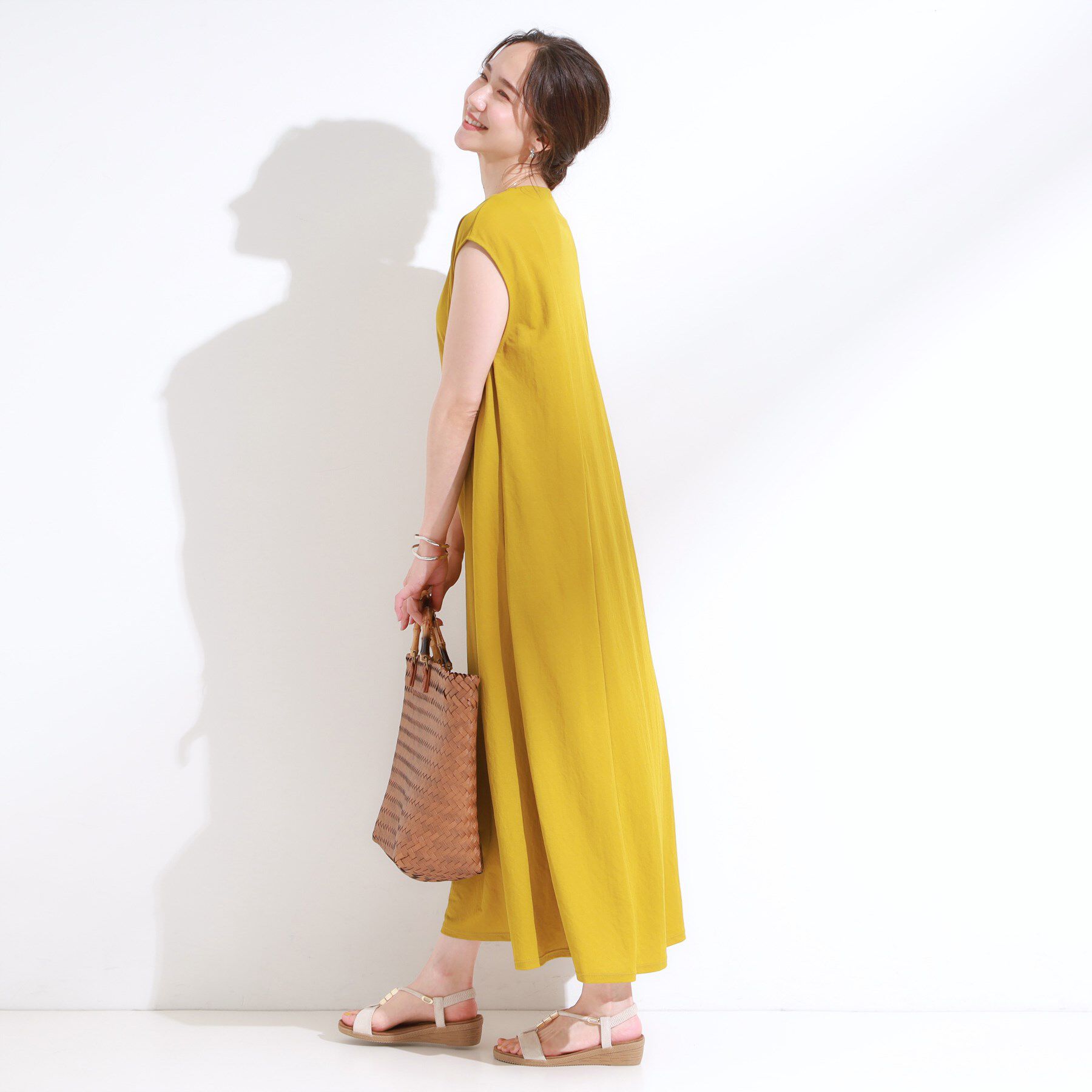 SHOO･LA･RUE「【S-LL/ひんやり】切替ラインですっきりと 1枚で着られるロングワンピース」|ワンピース|