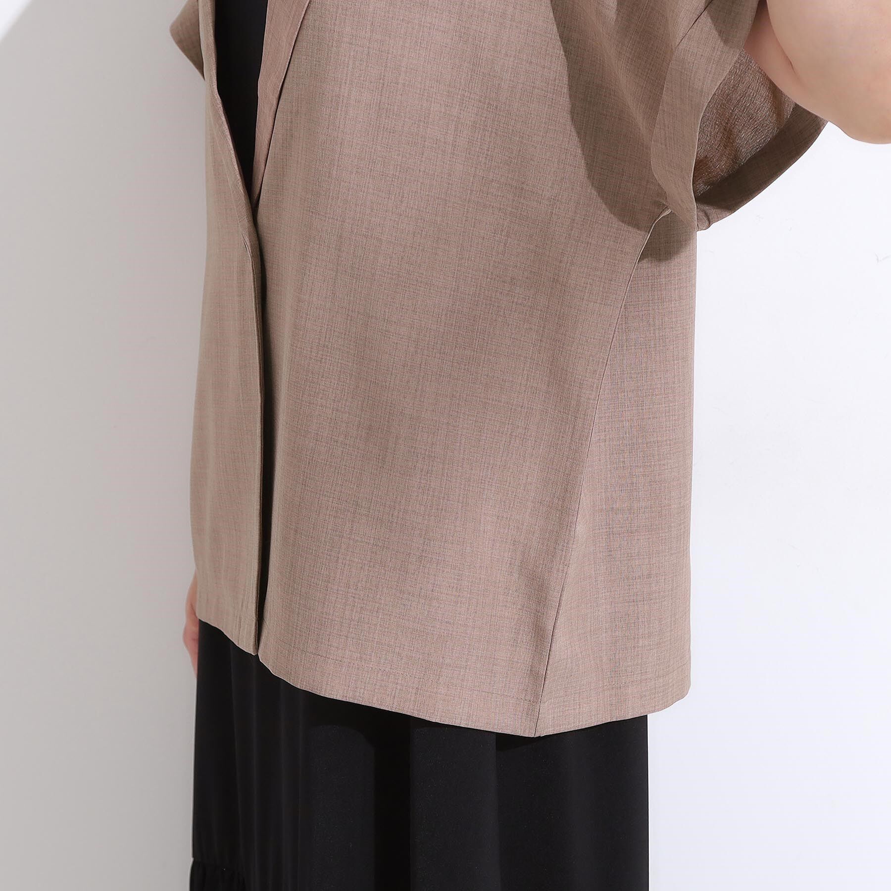 SHOO･LA･RUE「【S-LL】さらりと着たい大人のための 麻調半袖ジャケット」|テーラードジャケット|