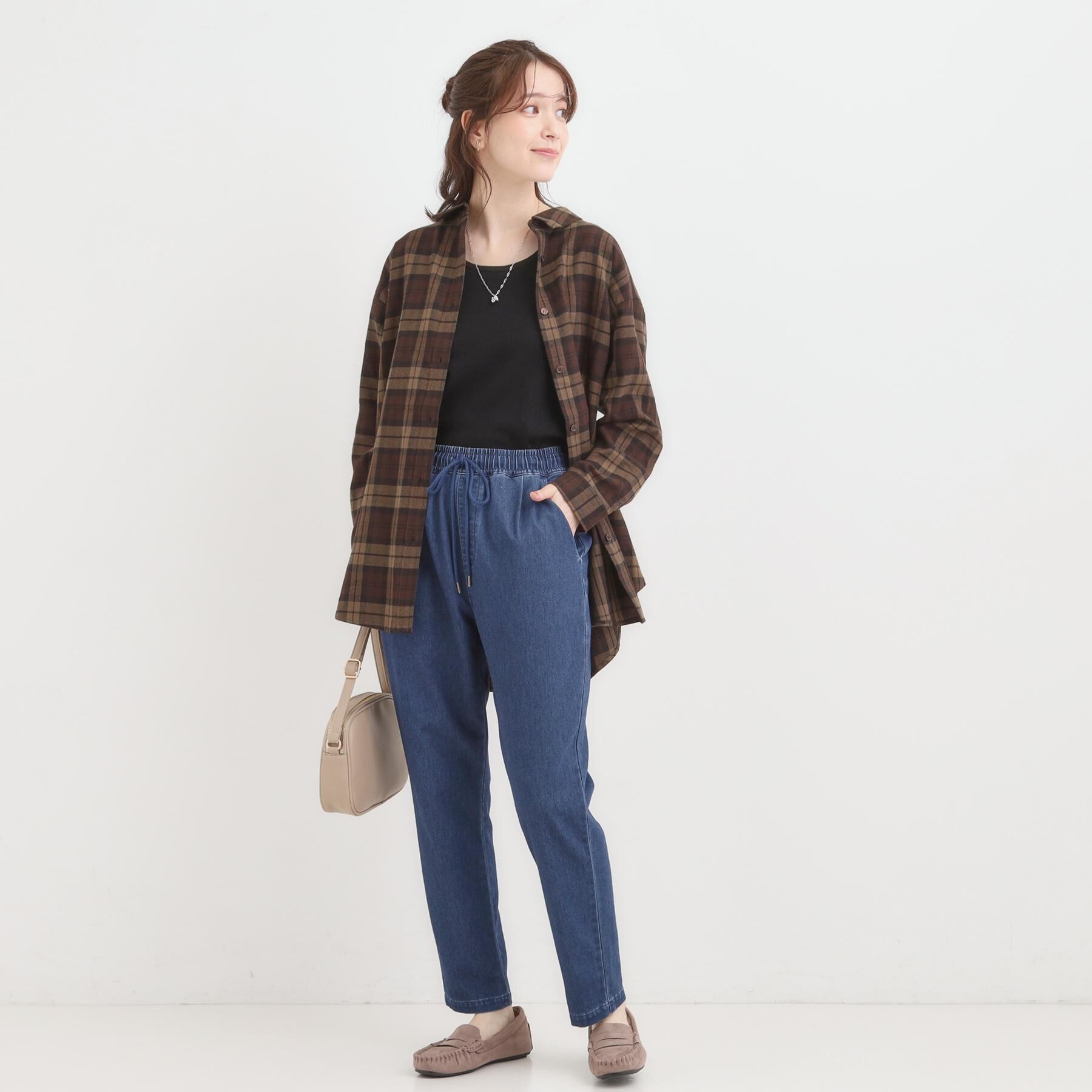 SHOO･LA･RUE「【SS-LL/美脚シルエット】デニムイージーテーパードパンツ」|デニム|