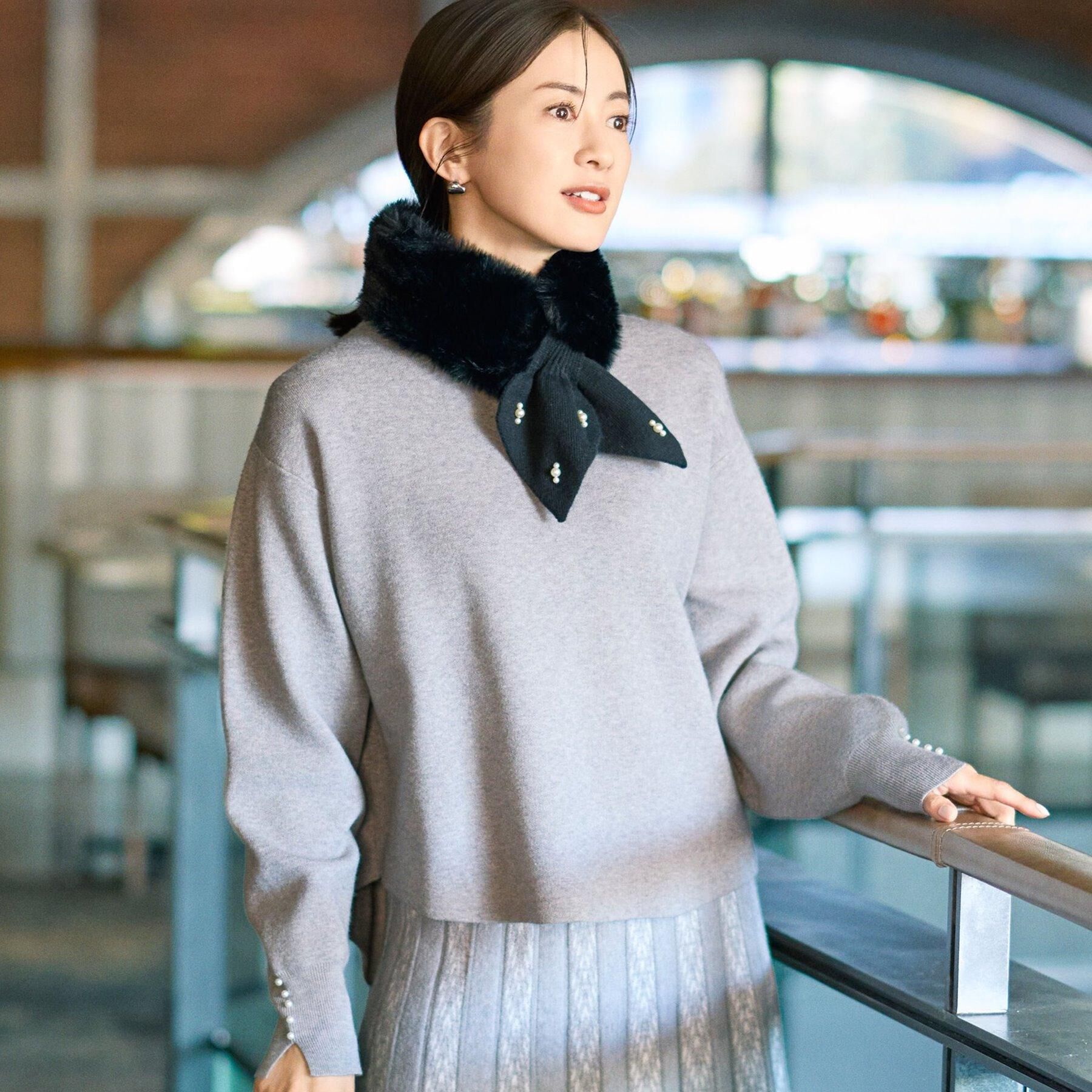 SHOO･LA･RUE「【セットアップ可/S-LL】インせず着られる 洗えるもちもち裾ラウンドニット」|ニット・セーター|