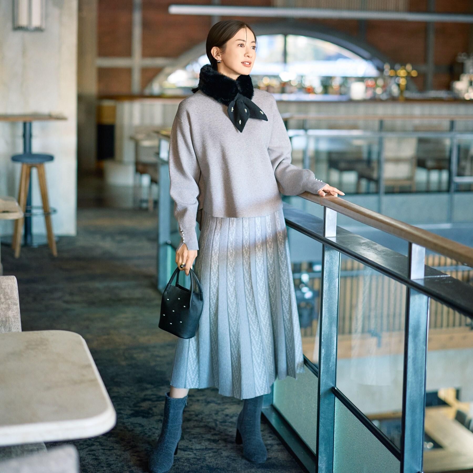 SHOO･LA･RUE「【セットアップ可/S-LL】インせず着られる 洗えるもちもち裾ラウンドニット」|ニット・セーター|