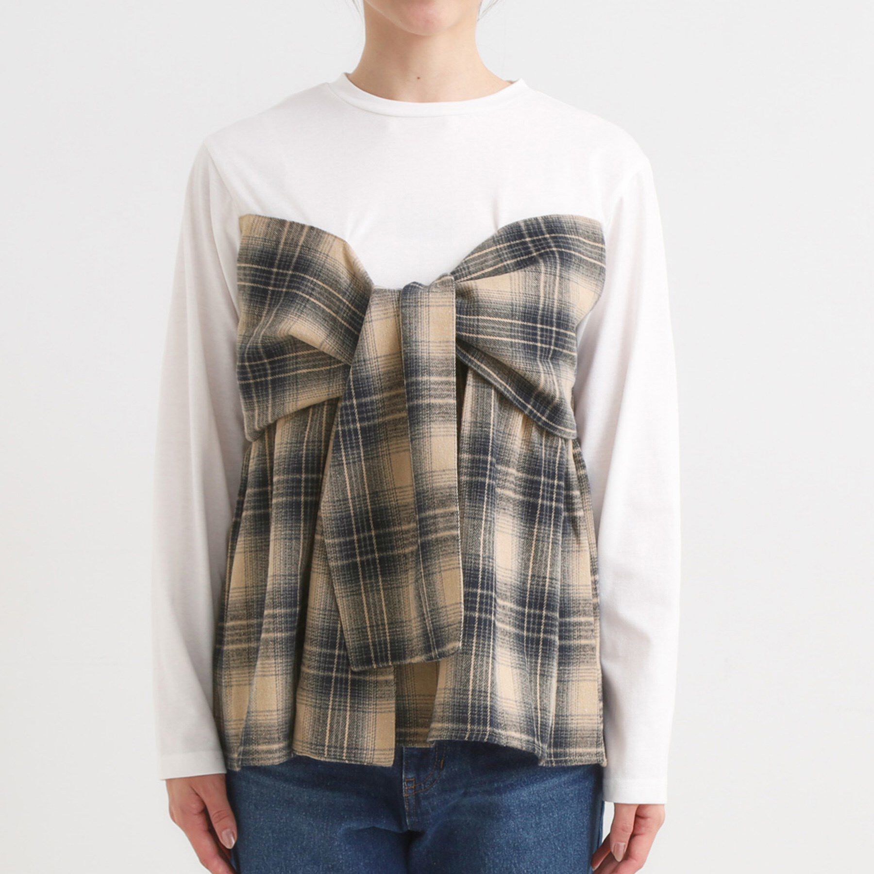 SHOO･LA･RUE「シャツレイヤード風で1枚でサマ見え ロンT」|Tシャツ・カットソー|