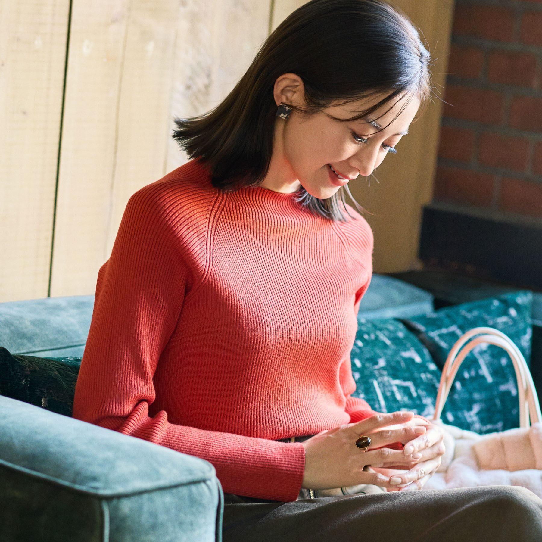 SHOO･LA･RUE「【絶妙なゆるピタ/洗濯機可】ちくちくしにくい リブハイネックやわらかニット」|ニット・セーター|