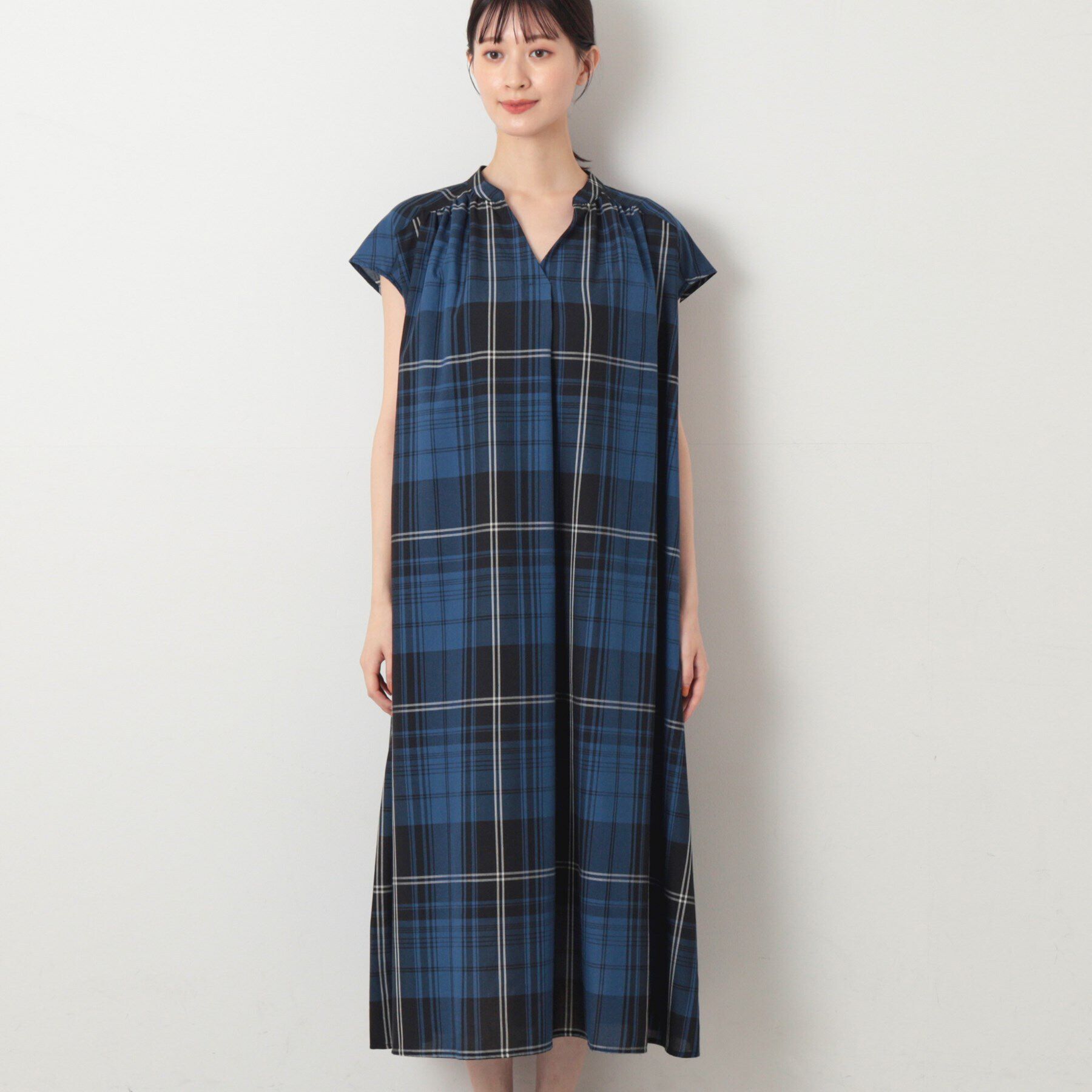 Dessin「【洗える】チェック柄フレンチスリーブワンピース」|ワンピース|