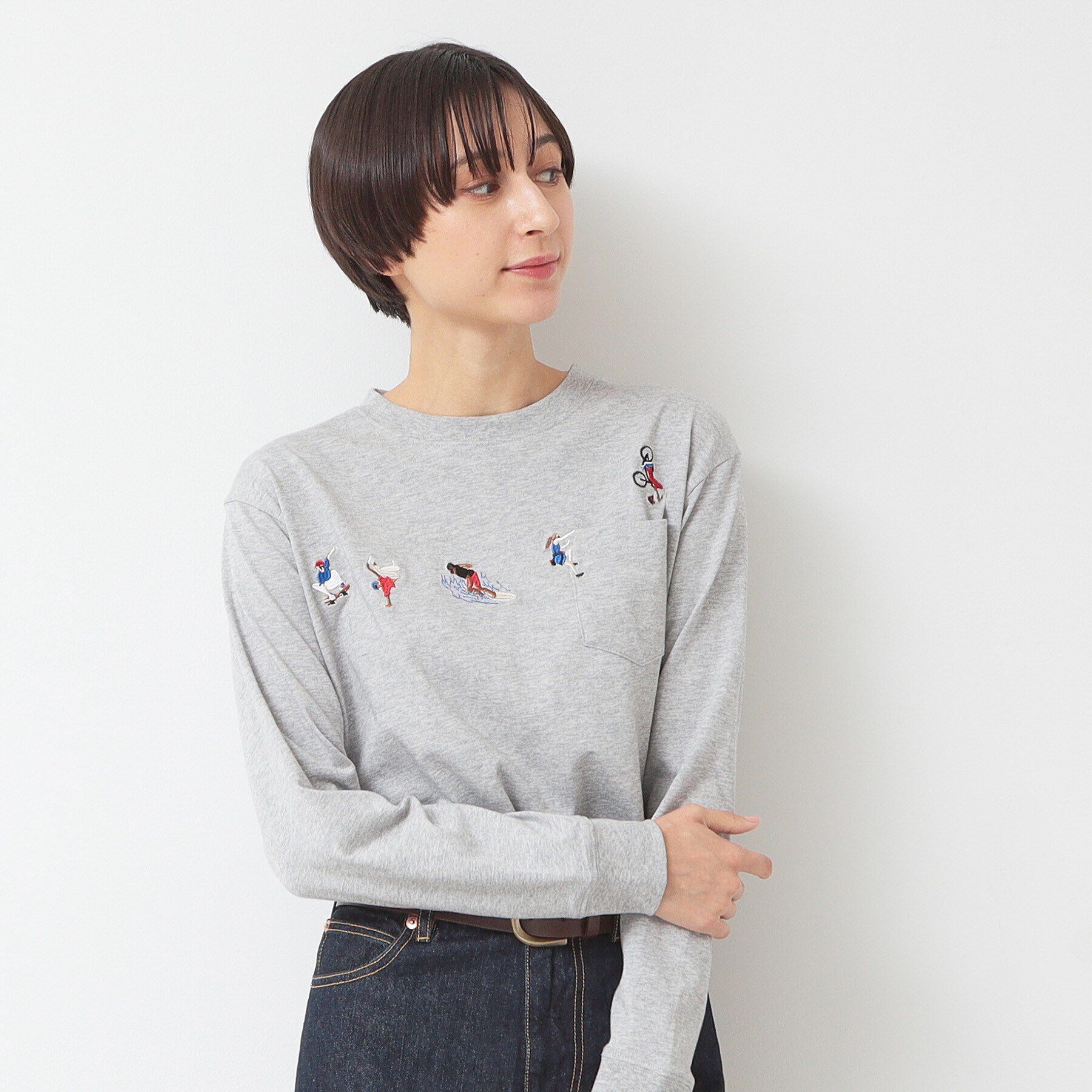 Dessin「【ユニセックス】スポーツモチーフ刺繍ロンT」|Tシャツ・カットソー|