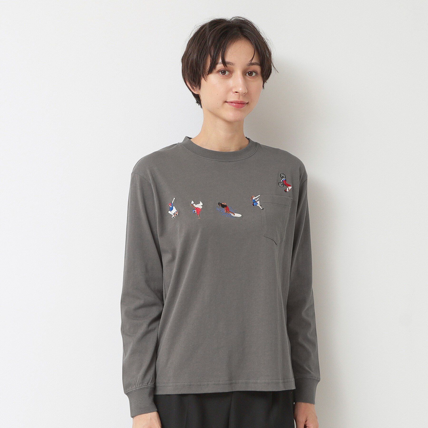 Dessin「【ユニセックス】スポーツモチーフ刺繍ロンT」|Tシャツ・カットソー|