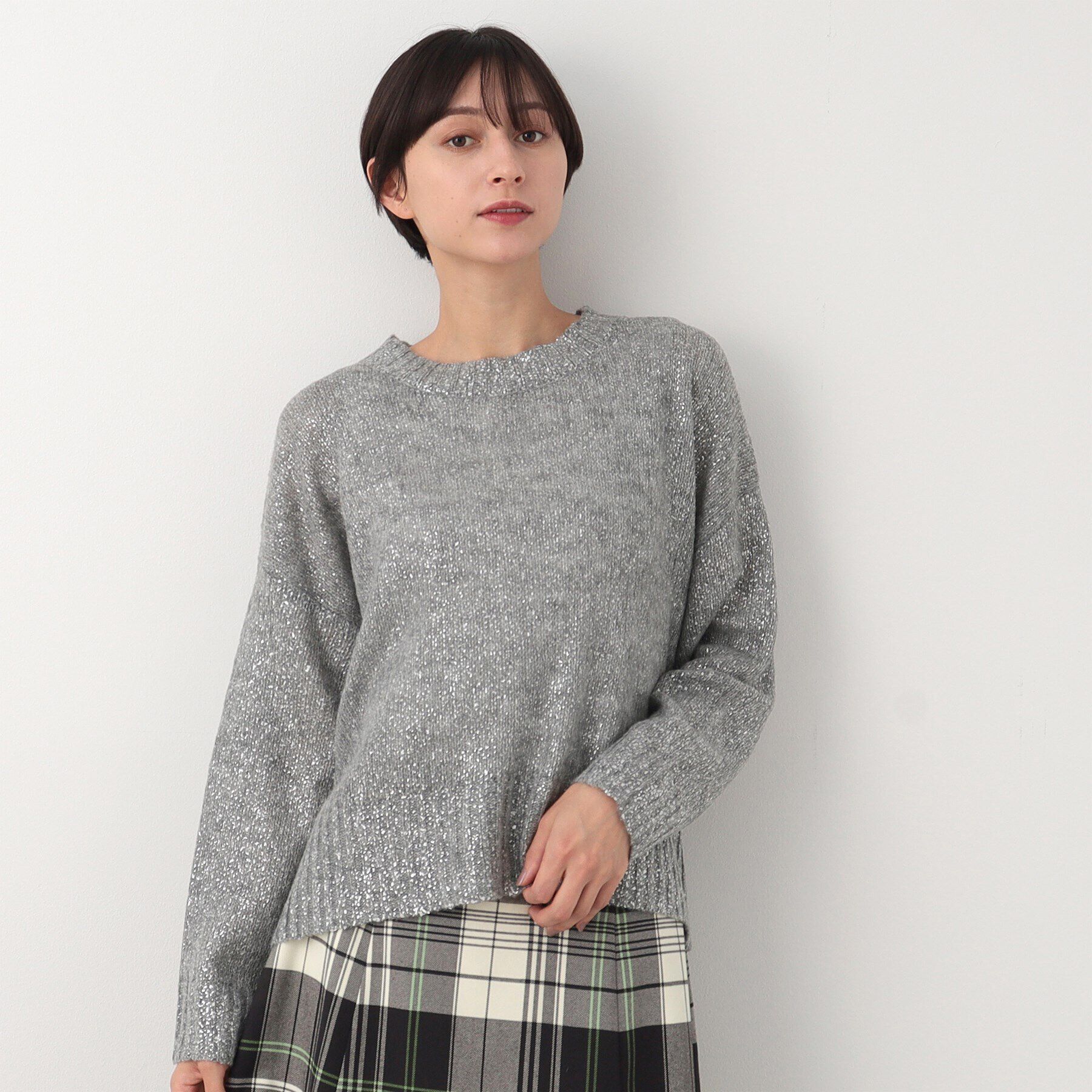 Dessin「箔プリントニット」|ニット・セーター|グレー(012)
