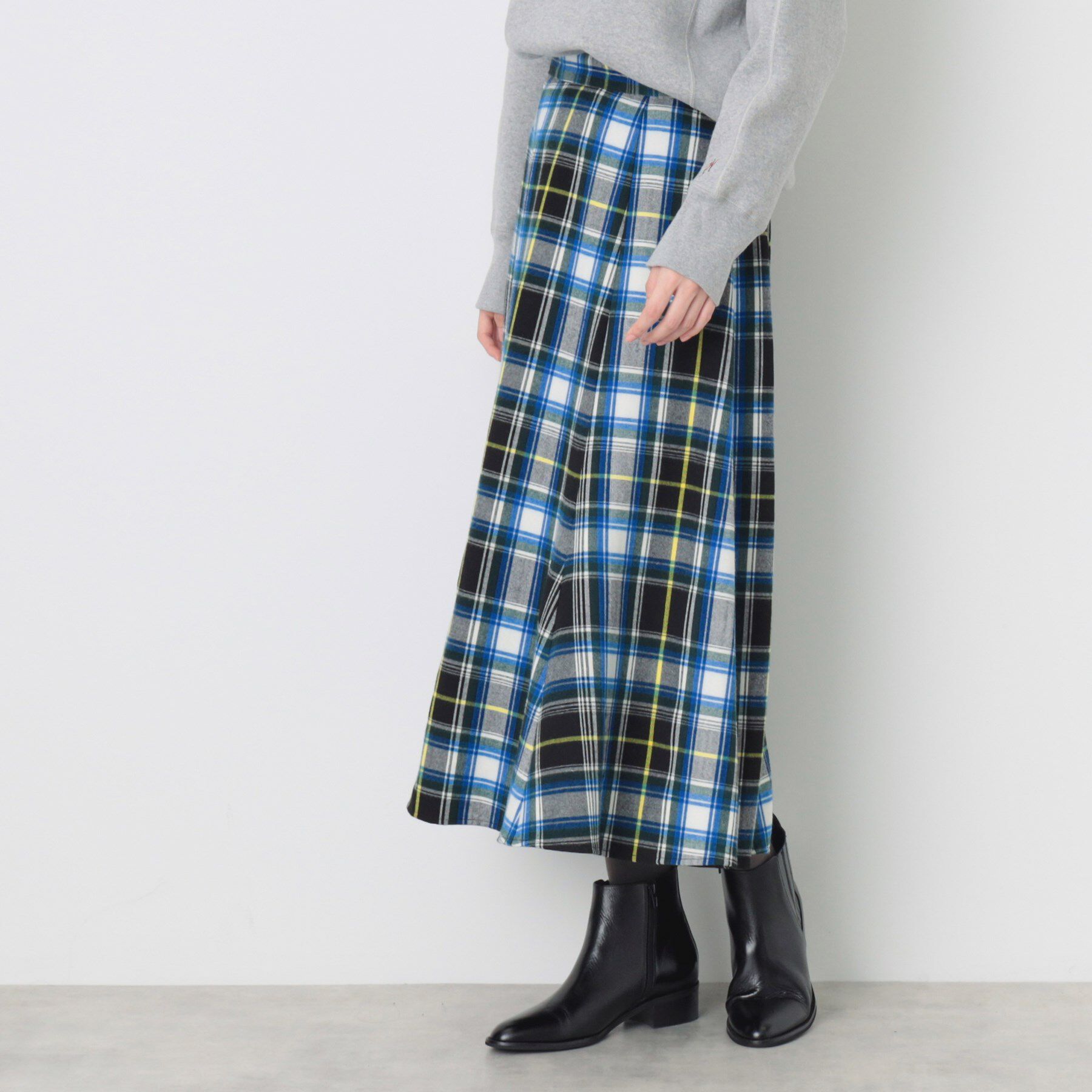 Dessin「【洗える】起毛チェック柄切替フレアースカート（XS～L）」|スカート|