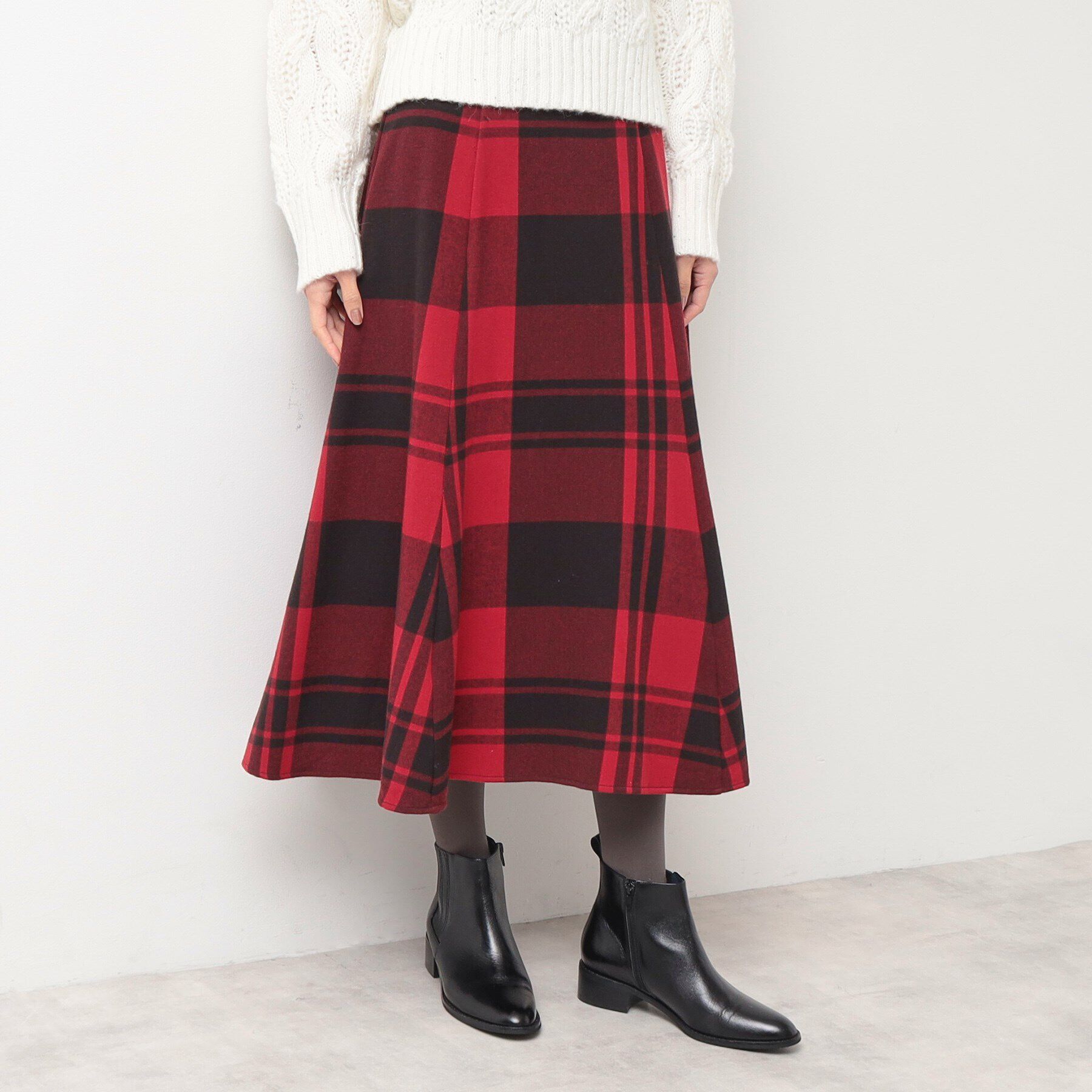 Dessin「【洗える】起毛チェック柄切替フレアースカート（XS～L）」|スカート|