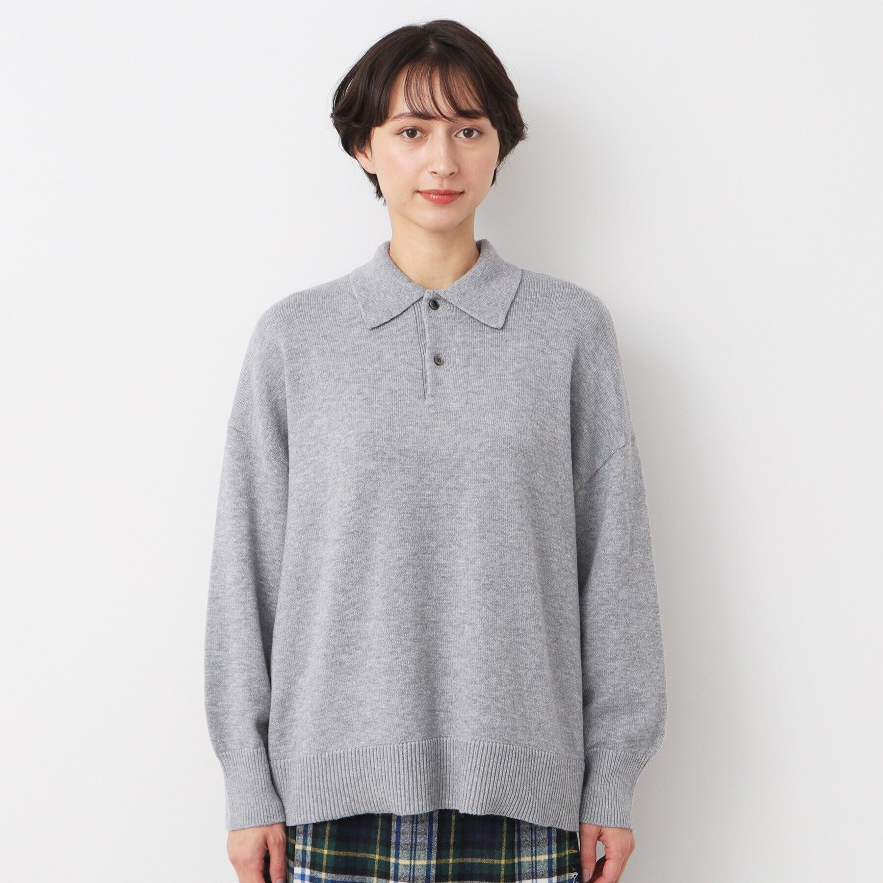 Dessin「【洗える】ボタン付きニットポロ」|ニット・セーター|