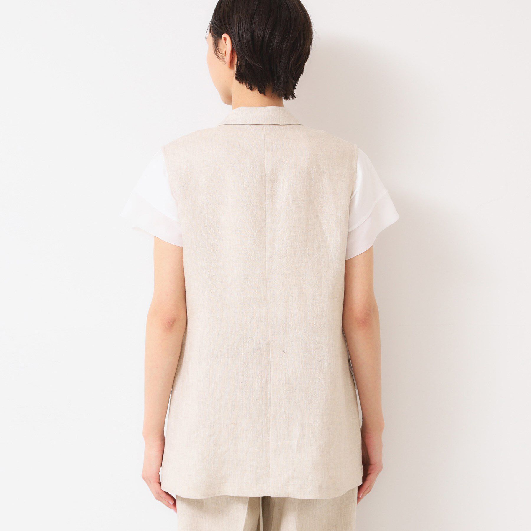 Dessin「【セットアップ可能・洗える】リネンスリーブレスジャケット」|ベスト・ジレ|