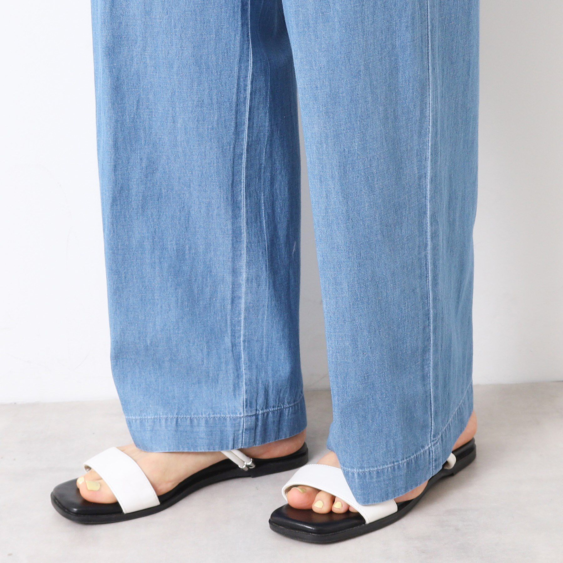 Dessin「【ウエストゴム・洗える】リネンブレンドデニム調イージーパンツ（XS～L）」|その他|