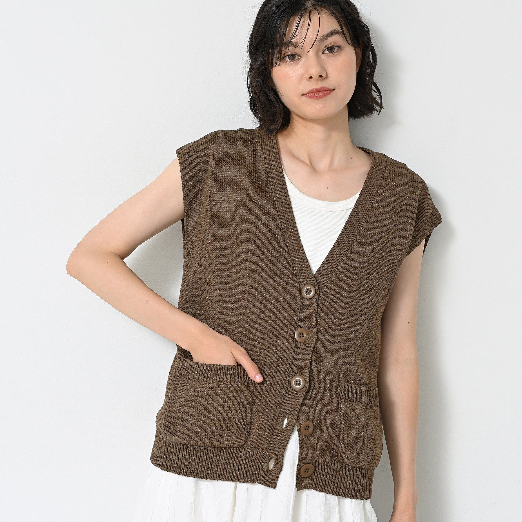 Dessin「【洗える】フレンチスリーブニットベスト」|ベスト・ジレ|