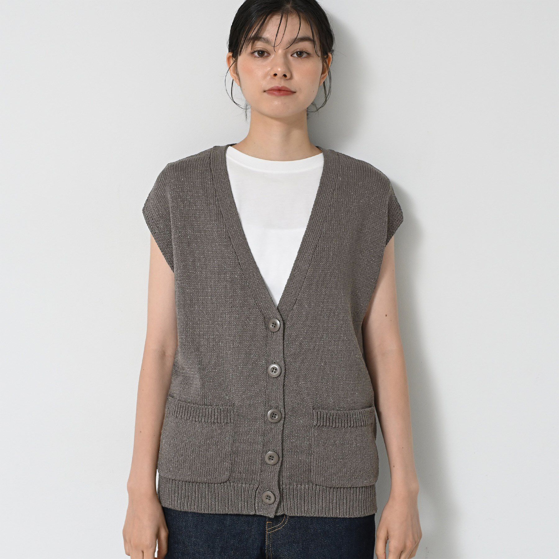 Dessin「【洗える】フレンチスリーブニットベスト」|ベスト・ジレ|