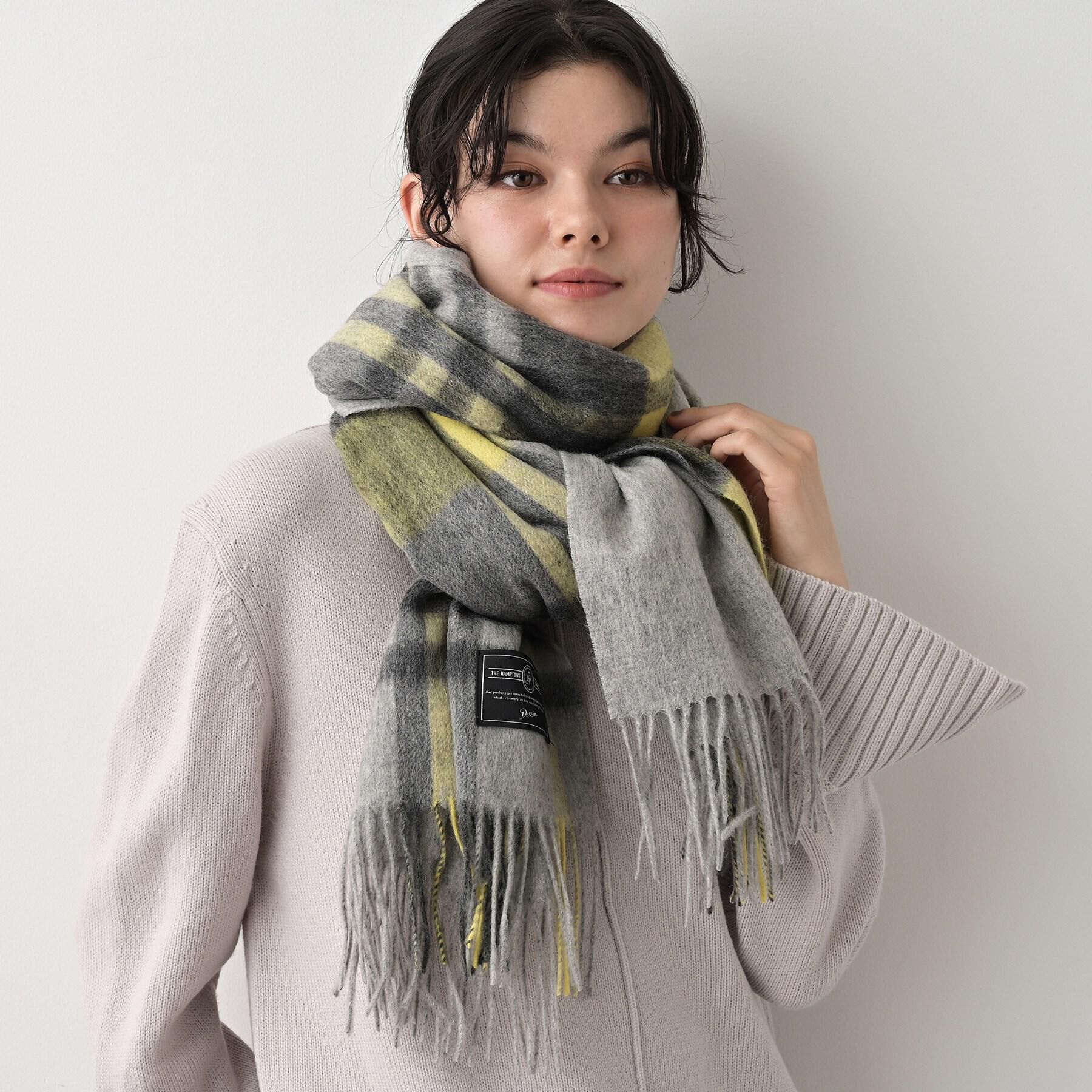 Dessin「バイカラーチェックストール」|ストール|イエロー(232)