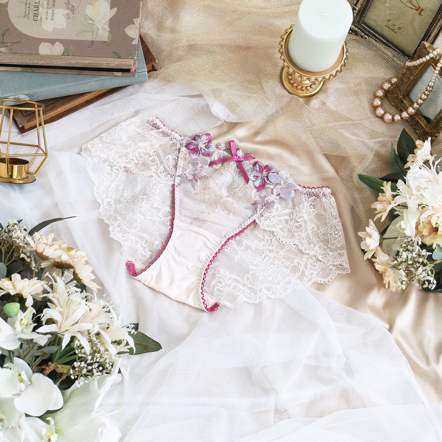 Risa Magli「ヴァネッサ レースショーツ」|インナー|ピンク(071)