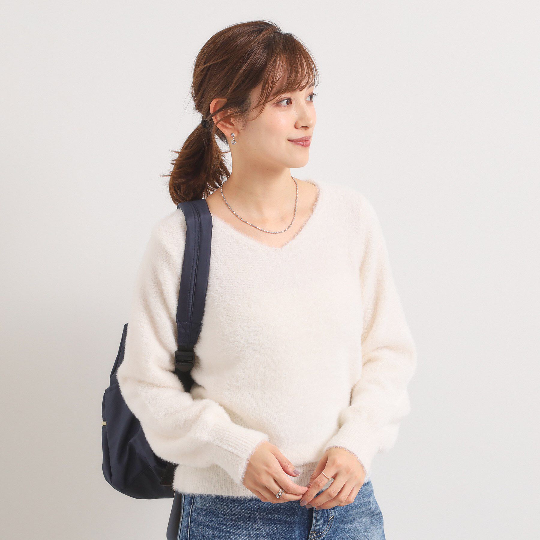 ITS&rsquo;DEMO「【手洗い可】フェザーヤーンVネックニット」|ニット・セーター|