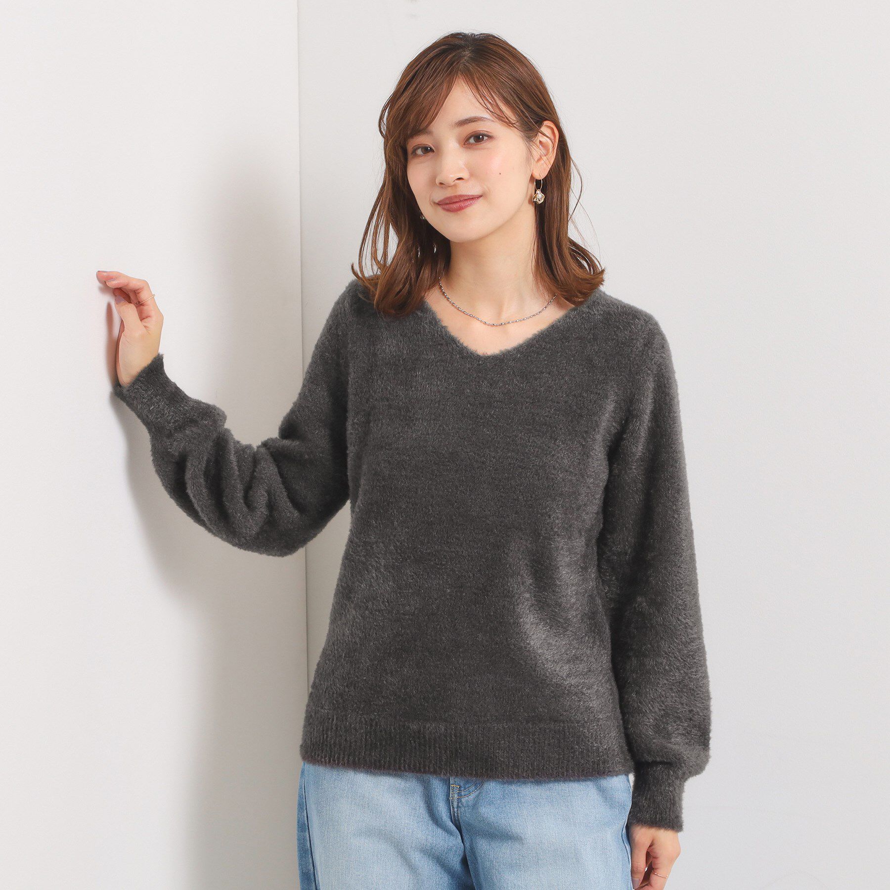 ITS&rsquo;DEMO「【手洗い可】フェザーヤーンVネックニット」|ニット・セーター|