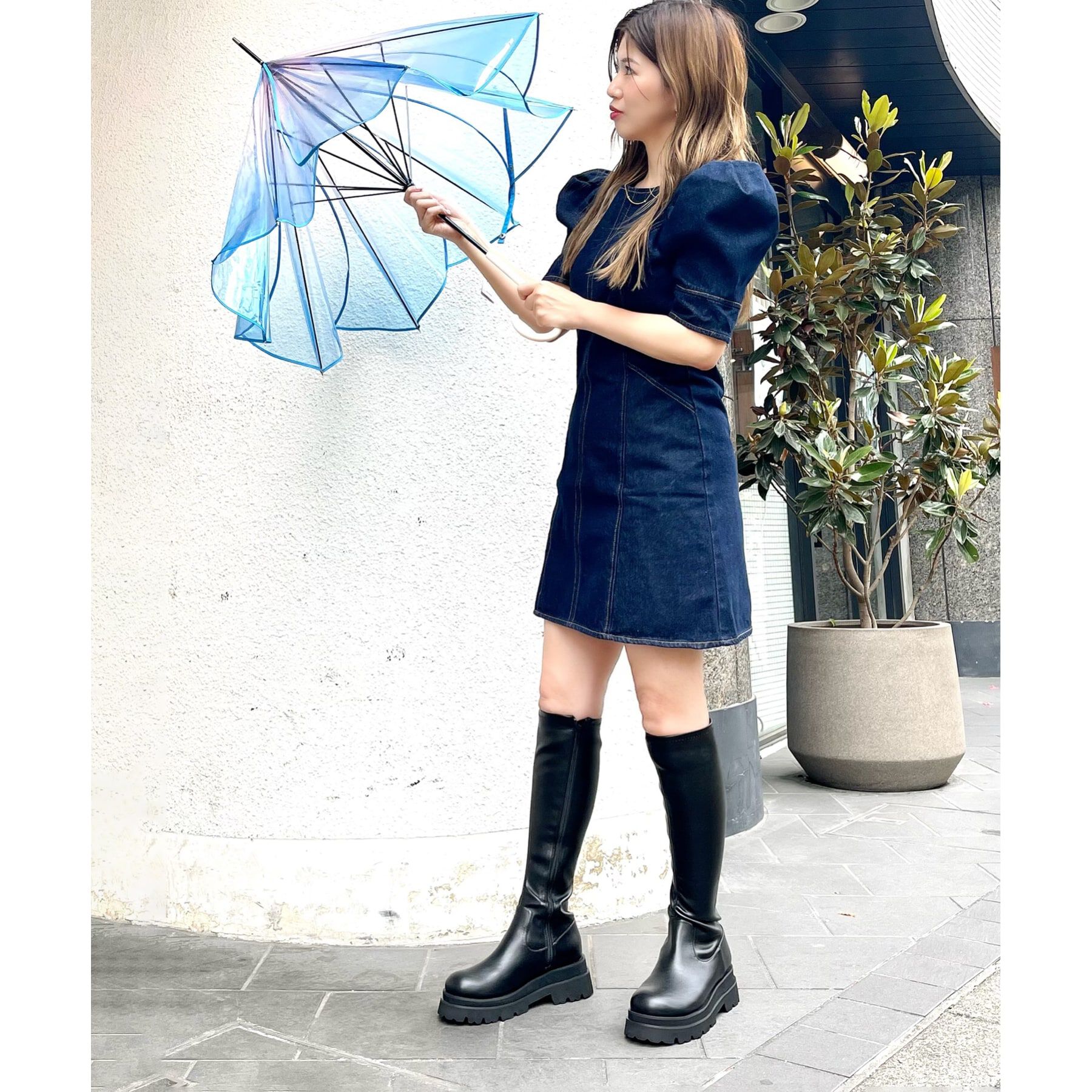 Ober Tashe「クリアアンブレラ／フローラルブーケ【長傘/雨傘/ビニール傘/通勤/通学】」|傘|