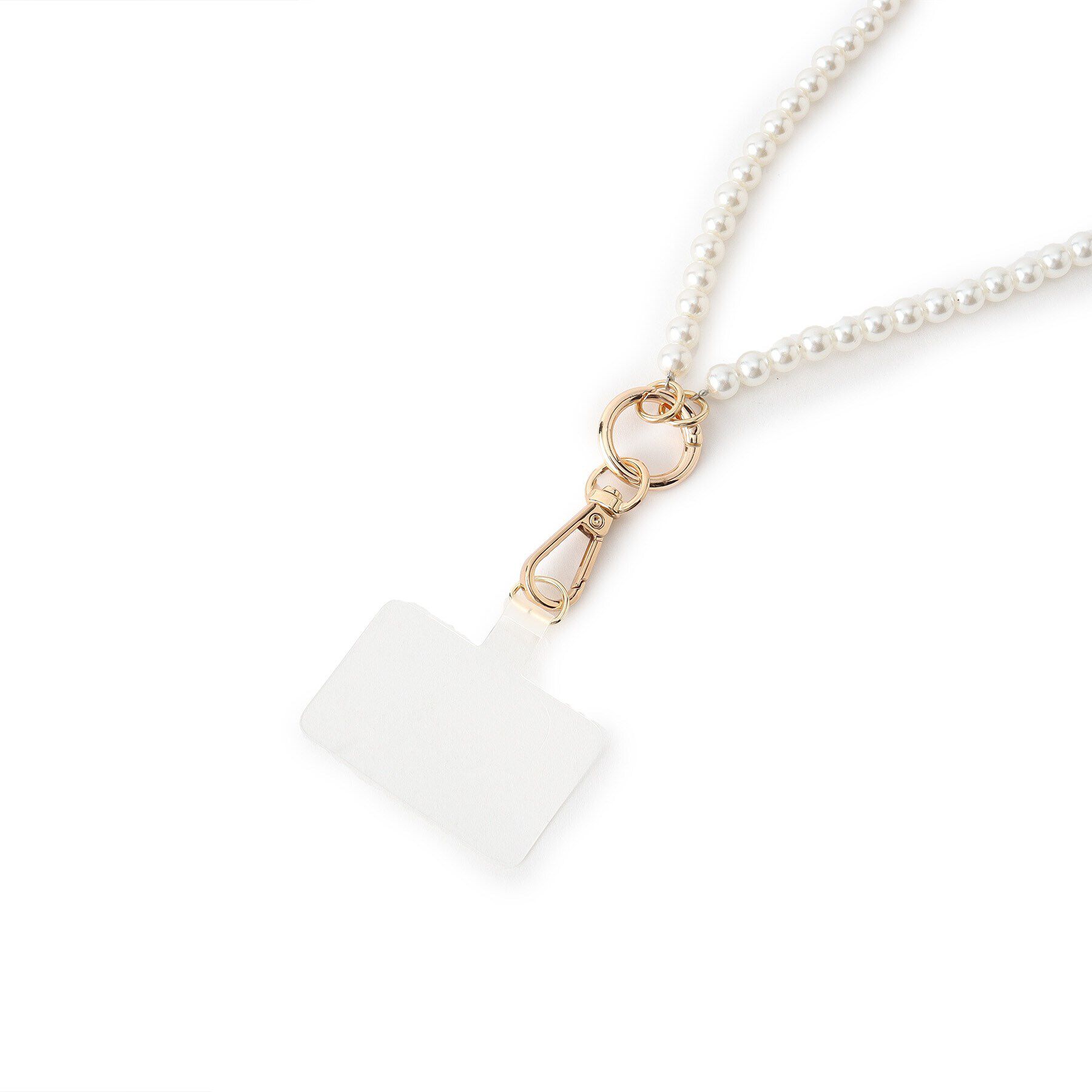 Grandedge「キルトポーチ付きフェイクパールスマホショルダー」|ストラップ|