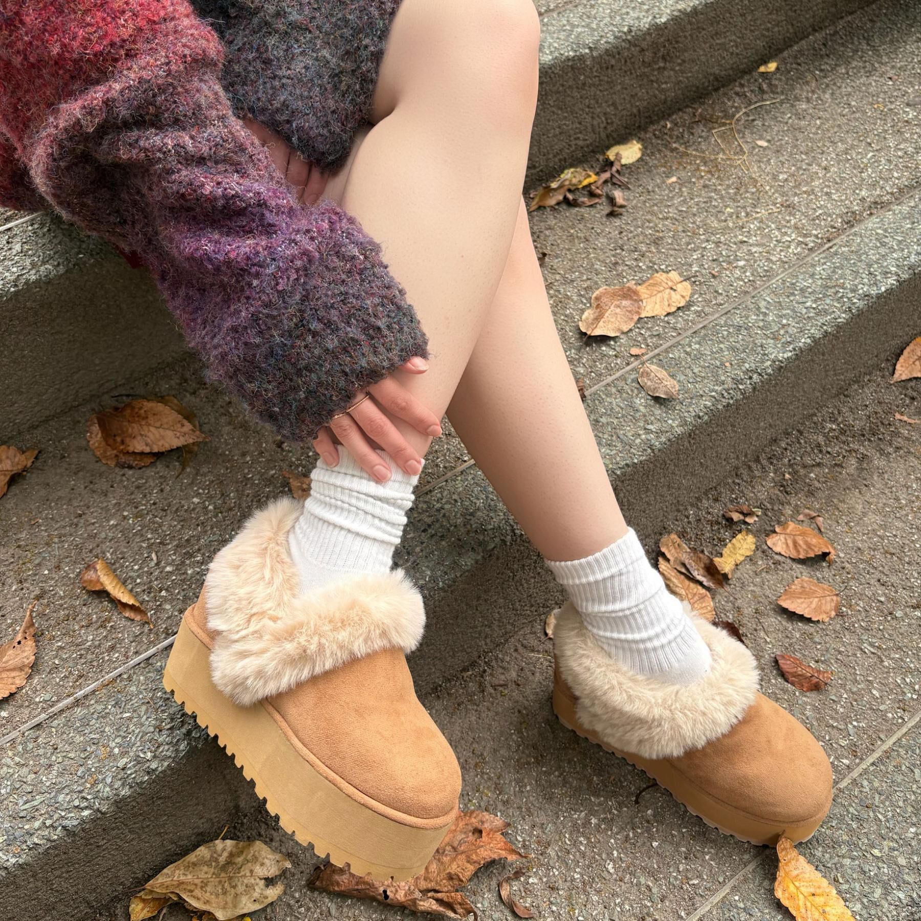 ESPERANZA「厚底2WAYフェイクムートンサボ」|ショートブーツ|