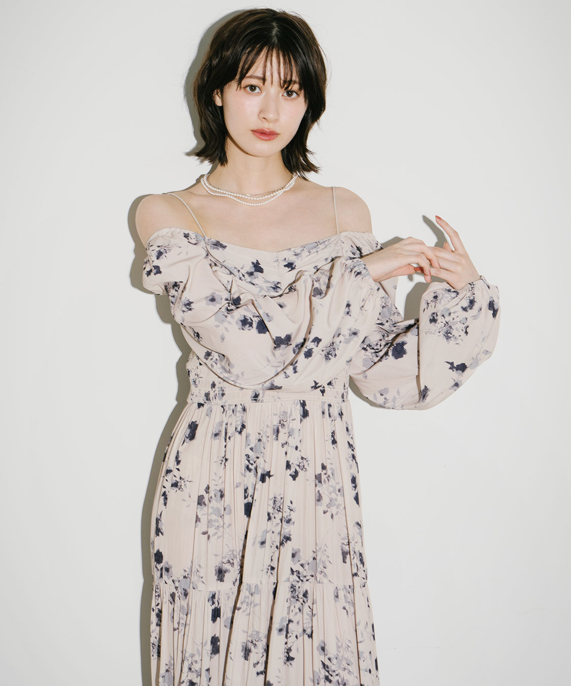 COCO DEAL「シャーリングティアードフラワーワンピース」|ワンピース|