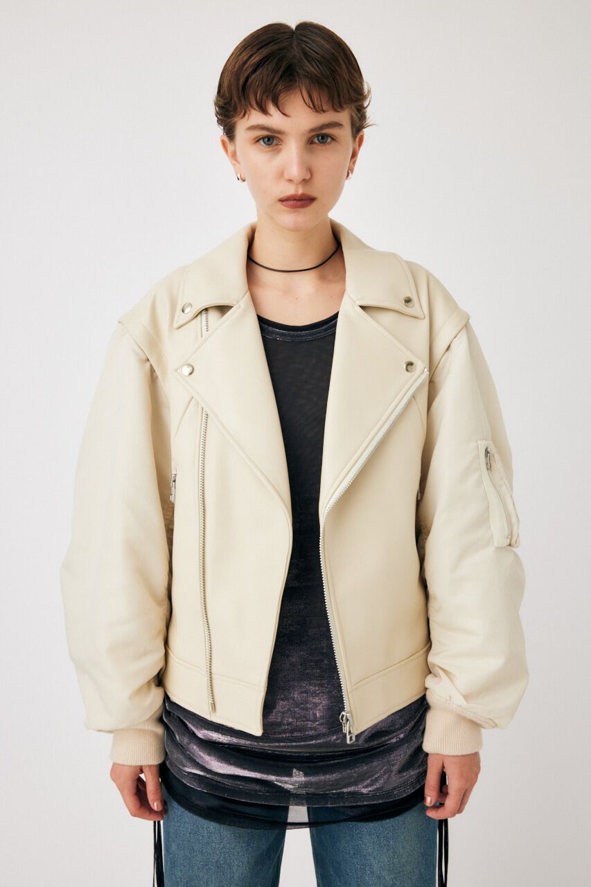MOUSSY「FAUX LEATHER DETACHABLE ジャケット」|その他|L/BEG1