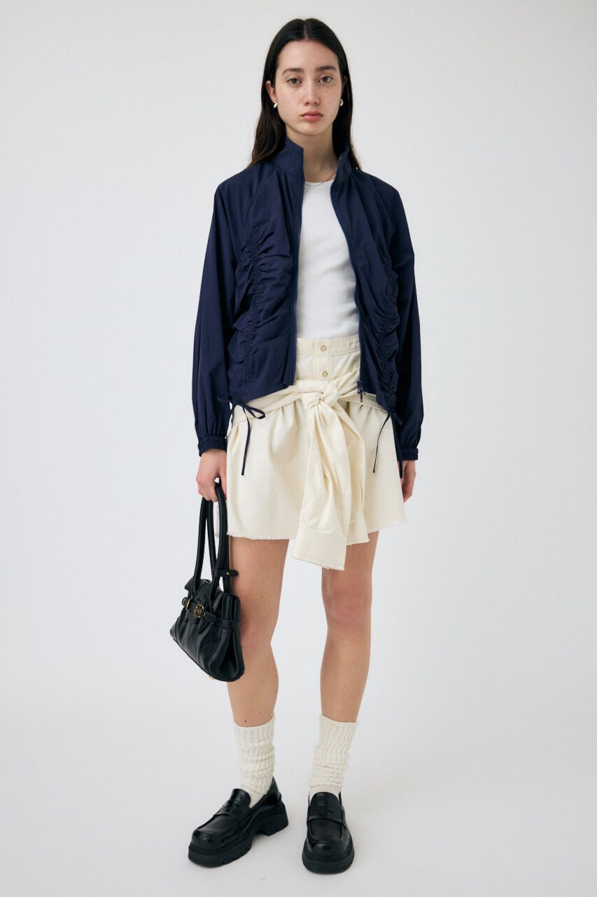 MOUSSY「RIBBON GATHER NYLON ジャケット」|ブルゾン・スタジャン|