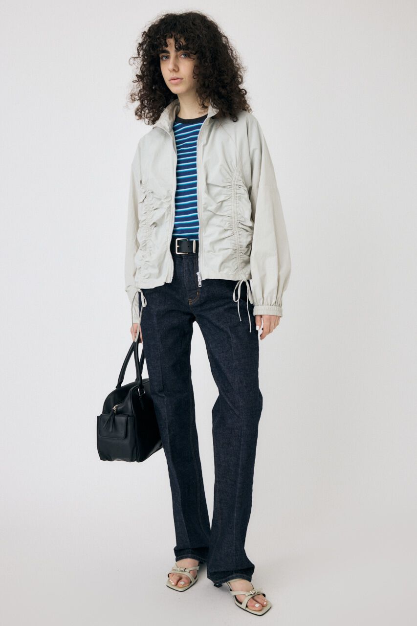 MOUSSY「RIBBON GATHER NYLON ジャケット」|ブルゾン・スタジャン|