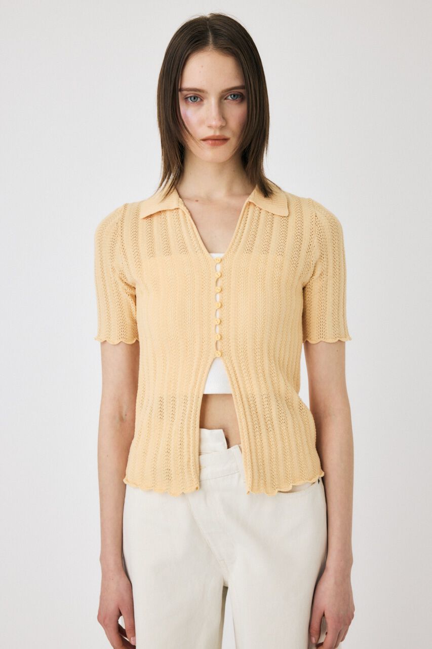 MOUSSY「COTTON KNIT OPENWORK カーディガン」|ニット・セーター|