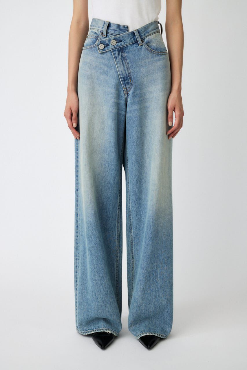 MOUSSY「CROSS WAIST WIDE ストレート」|デニム|L/BLU1