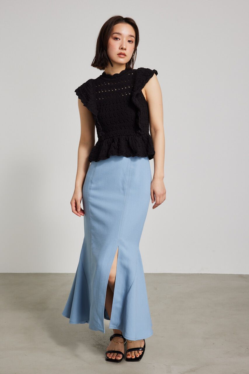 rienda「フリルクロシェKnit TOP」|ニット・セーター|