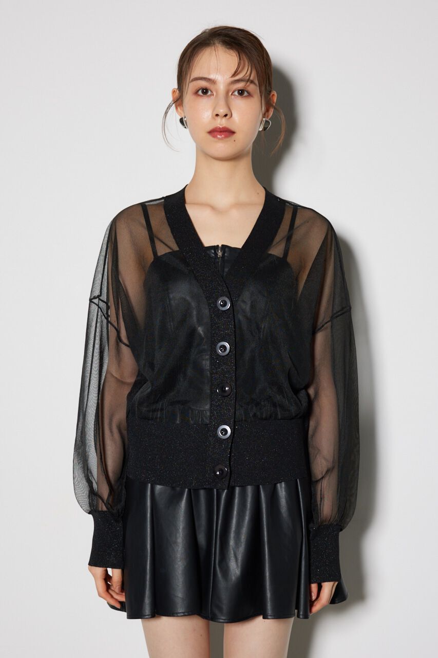 rienda「2WAYシースルーニットカーデ」|カーディガン|