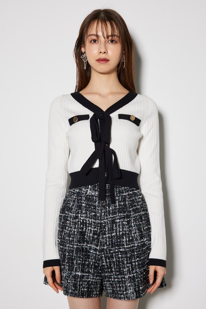 rienda「配色リボンニットカーデ」|ニット・セーター|