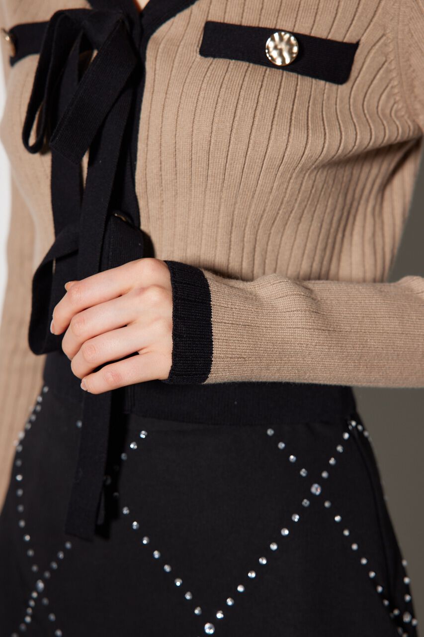 rienda「配色リボンニットカーデ」|ニット・セーター|