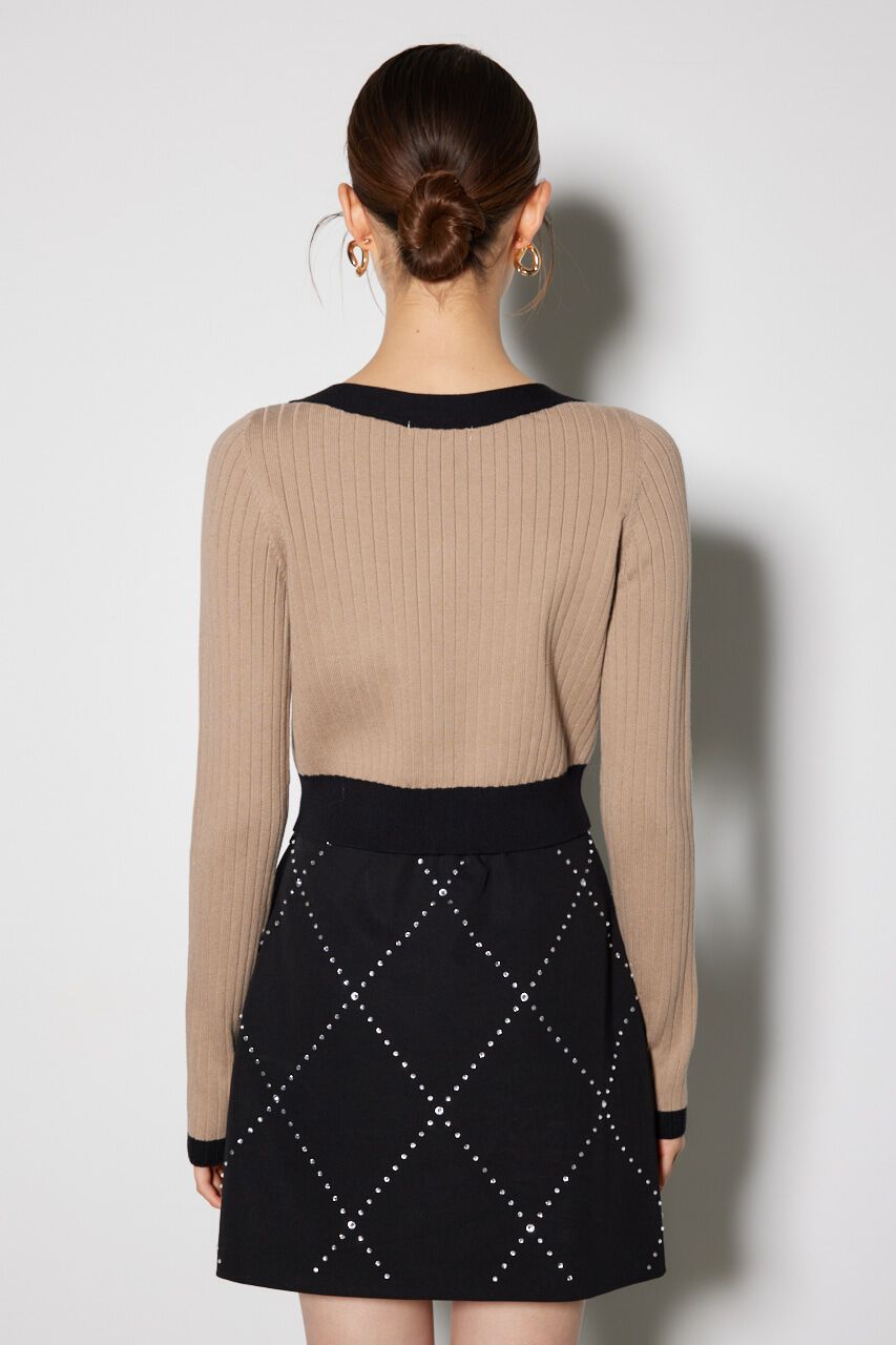 rienda「配色リボンニットカーデ」|ニット・セーター|