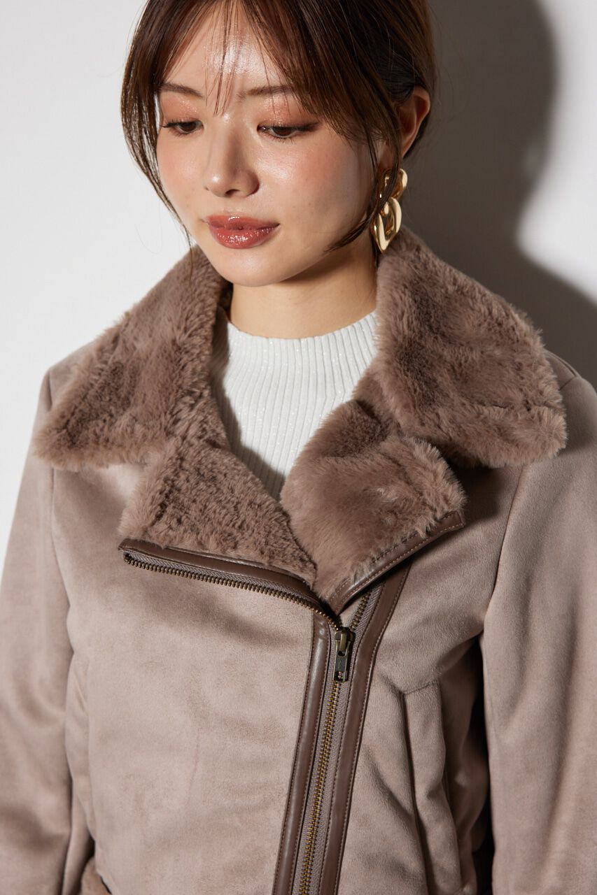 rienda「24フェイクスエードムートンライダースジャケット」|その他|