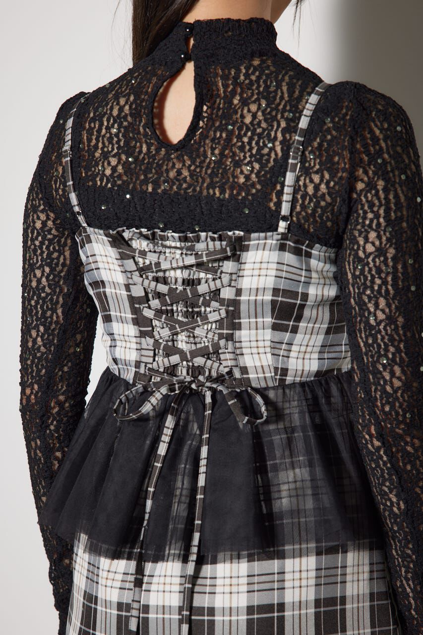 rienda「ペプラムマーメイドチェックキャミワンピース」|ワンピース|